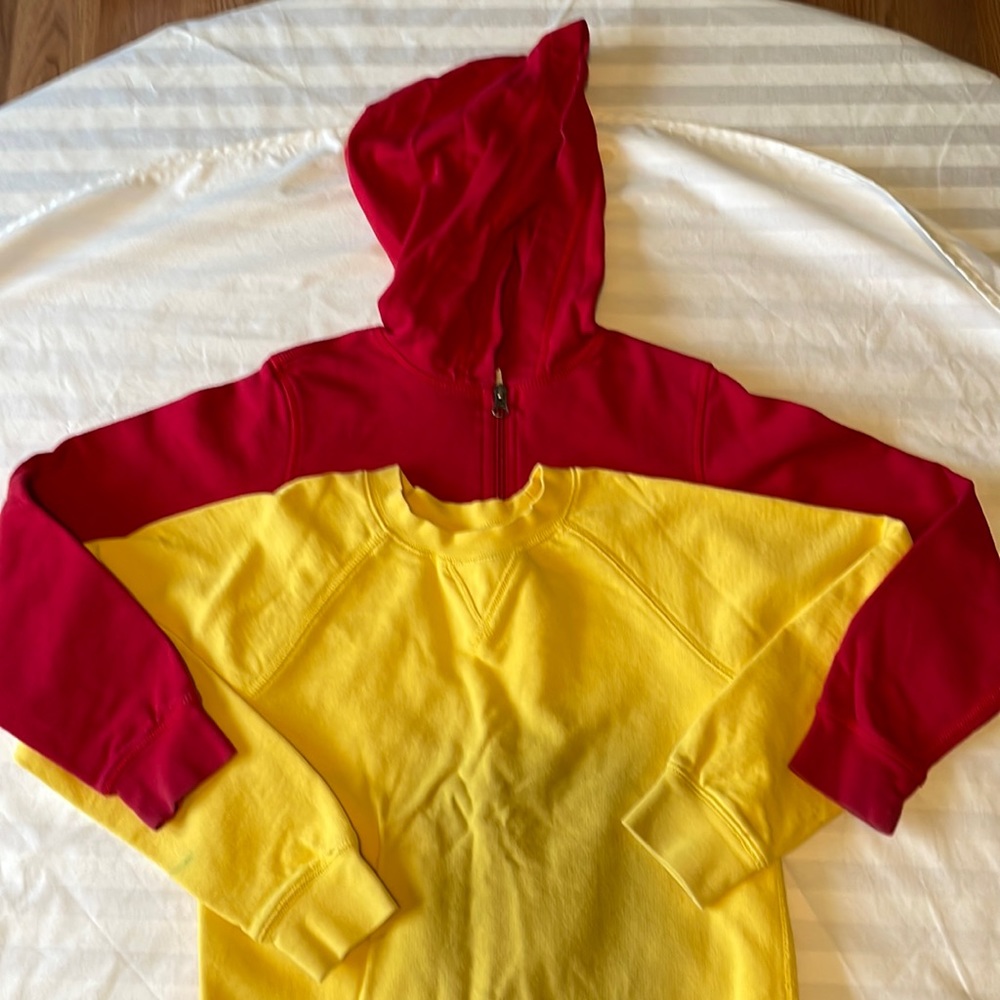 2 Hanna Andersson sweatshirts one crew pull over one full zip up hoodie